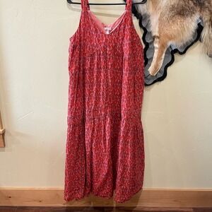 Joie $248.00 Tea Rose Floral Maxi Dress Medium Red Pink Boho‎ Vacation Travel